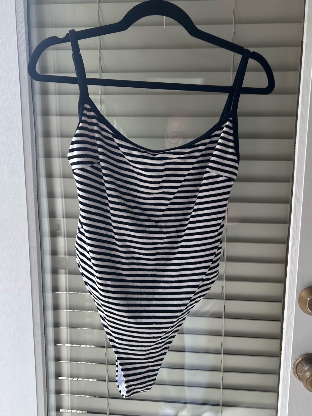 Frankie’s Bikinis Juliet Black/White Stripe Cheeky One Pc Swimsuit. Size XL - Picture 1 of 4